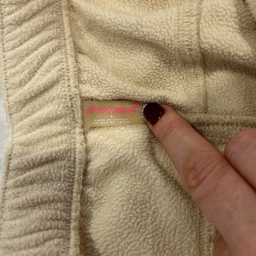 Free People Movement Arena Fleece Jogger Pants Size Small Cream Neon Ankle Zip - Picture 5 of 8
